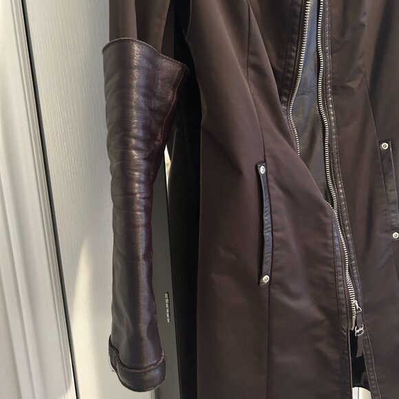 “RUDSAK Espresso Brown Leather Sleeve Coat XS – All Season Chic Moto Styling” - Picture 5 of 8